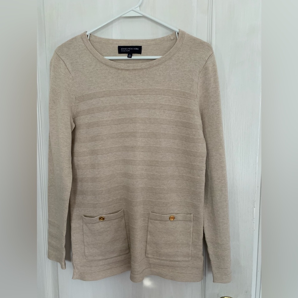 Jones New York Cream Long Sleeve Top